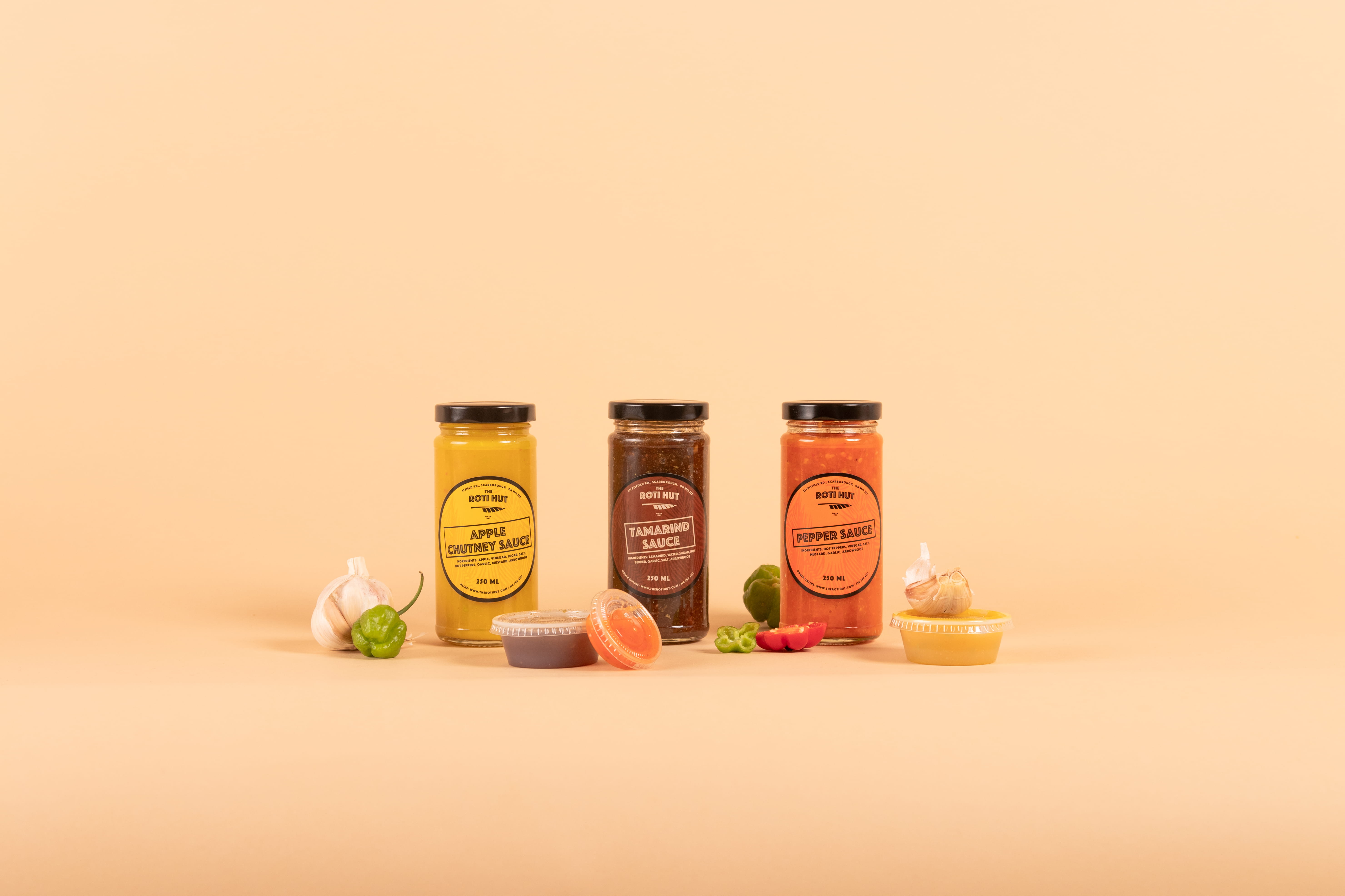The Roti Hut Signature Sauces wholesale product line